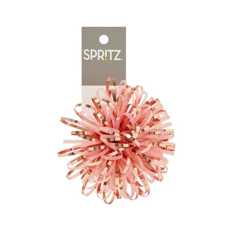 slide 2 of 3, 4.5" Tinsel Bow with Pom Poms Pink - Spritz™, 1 ct