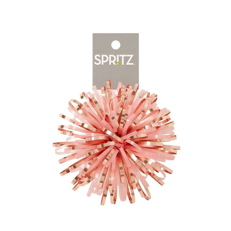 slide 1 of 3, 4.5" Tinsel Bow with Pom Poms Pink - Spritz™, 1 ct