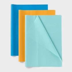 20ct Tissue Paper Orange/Blue/Light Blue - Spritz™: Solid Gift Packaging, 16.5" x 24", All Occasions, 20 Pack