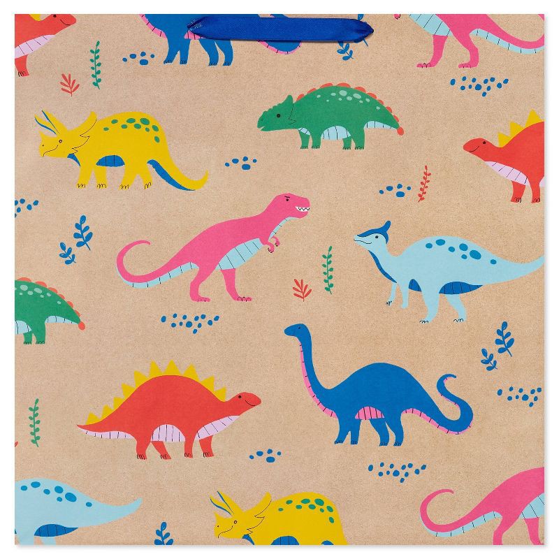 slide 4 of 4, Dino on Kraft Kids' Square Gift Bag - Spritz™, 1 ct