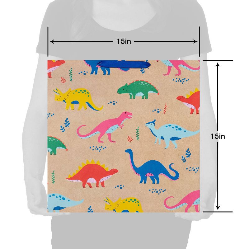 slide 3 of 4, Dino on Kraft Kids' Square Gift Bag - Spritz™, 1 ct