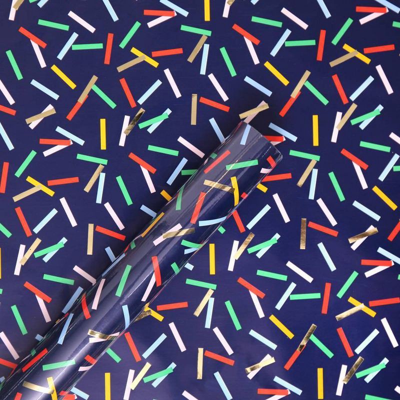 slide 2 of 3, 96"x30" Confetti Gift Wrapping Paper Navy - Spritz™, 1 ct