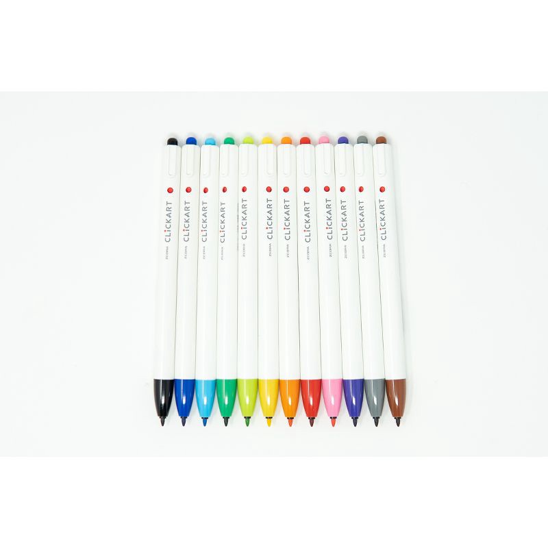slide 3 of 6, Zebra 24pk Clickart Retractable Creative Markers 0.6mm Assorted Colors: Felt Tip Pens, Multicolored Ink, 5.5" Length, 24 ct