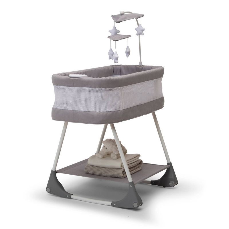 slide 3 of 7, Simmons Kids' Shooting Star Rocking Bassinet with Airflow Mesh - Platinum, 1 ct