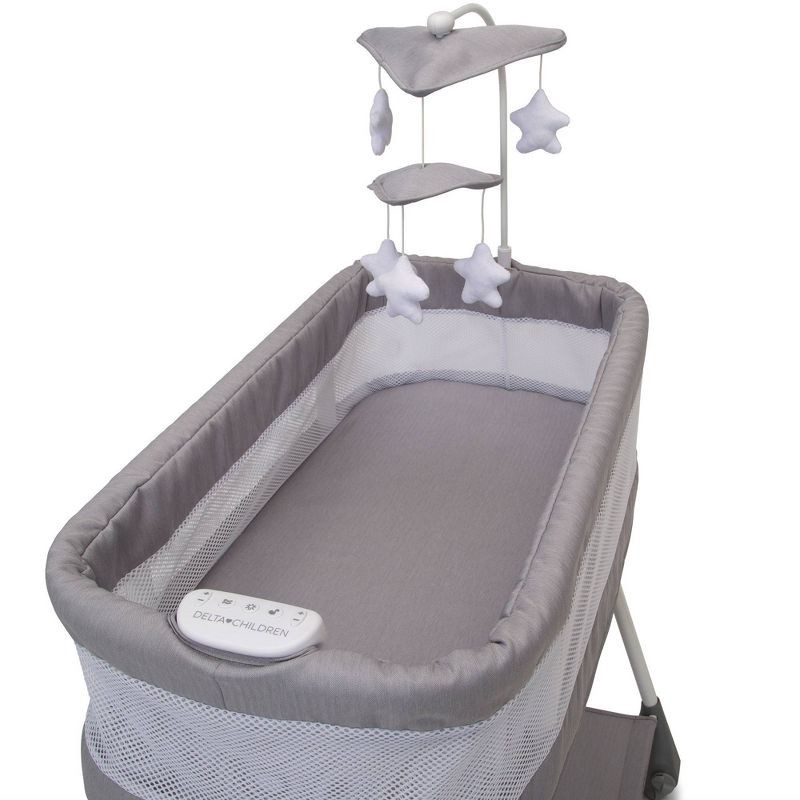 slide 6 of 7, Simmons Kids' Shooting Star Rocking Bassinet with Airflow Mesh - Platinum, 1 ct