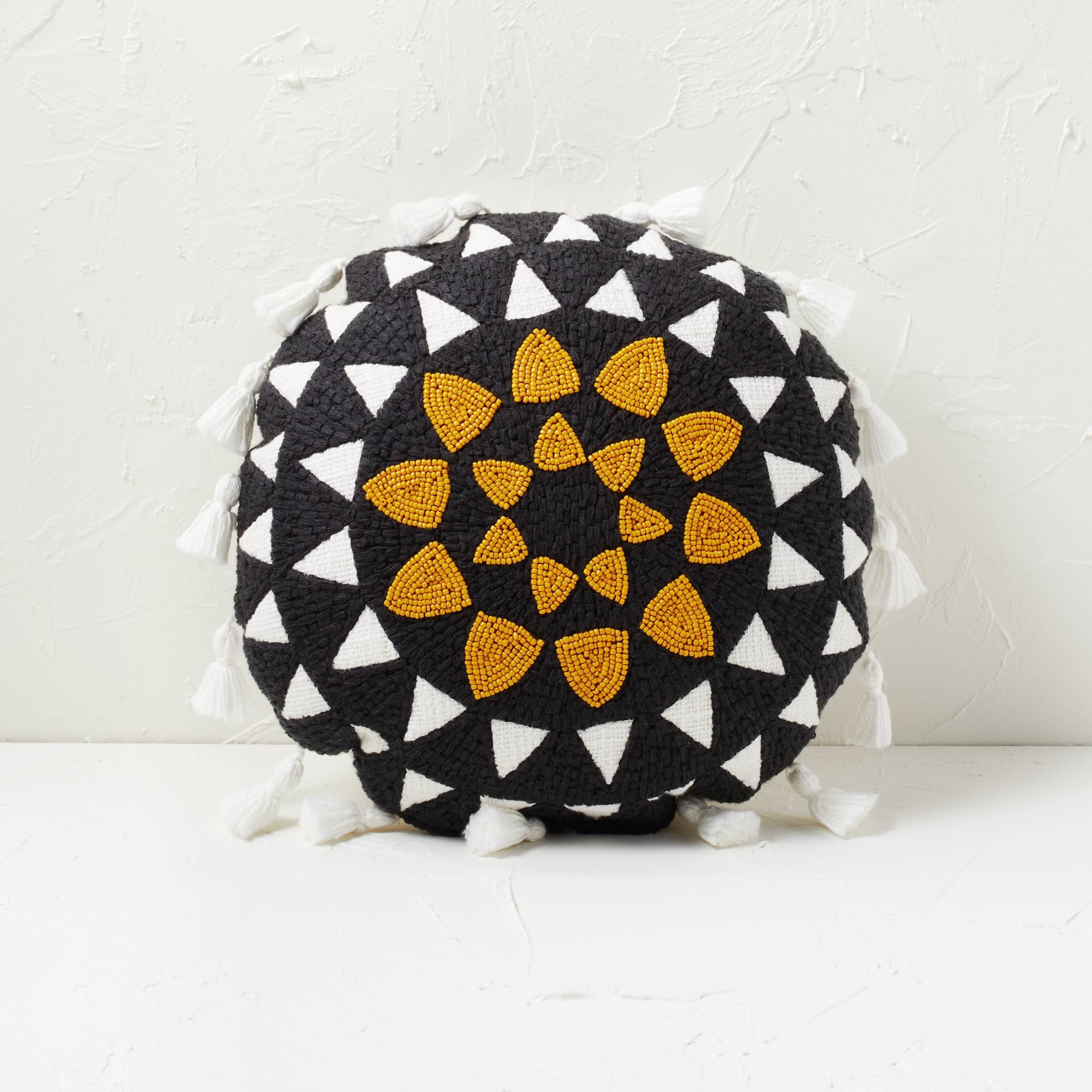 Square Embellished Geometric Decorative Throw Pillow Off-White/Black - Opalhouse Designed with Jungalow