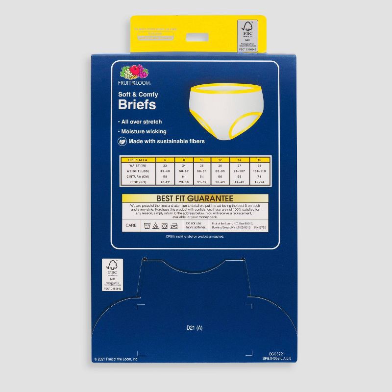 slide 2 of 4, Fruit of the Loom Girls' 6pk Comfort Stretch Briefs - Colors May Vary 12, 6 ct