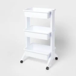 3 Tier Utility Cart White - Brightroom™: Portable Rolling Storage with Wheels, Universal Organization, No Assembly Required
