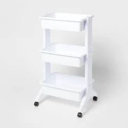 3 Tier Utility Cart White - Brightroom™: Portable Rolling Storage with Wheels, Universal Organization, No Assembly Required