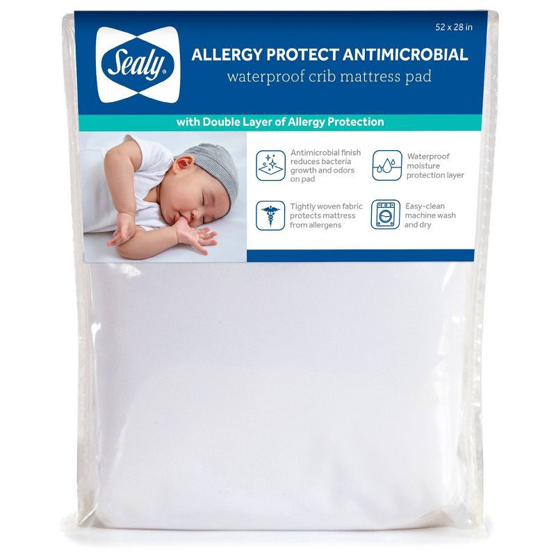 slide 1 of 11, Sealy Allergy Protect Antimicrobial Waterproof Crib Mattress Pad, 1 ct