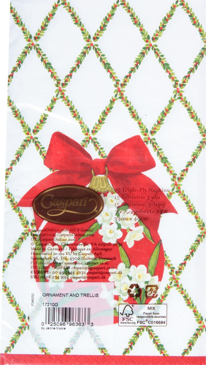 slide 5 of 11, Caspari Triple-Ply Ornament and Trellis Napkins 15 ea, 15 ct