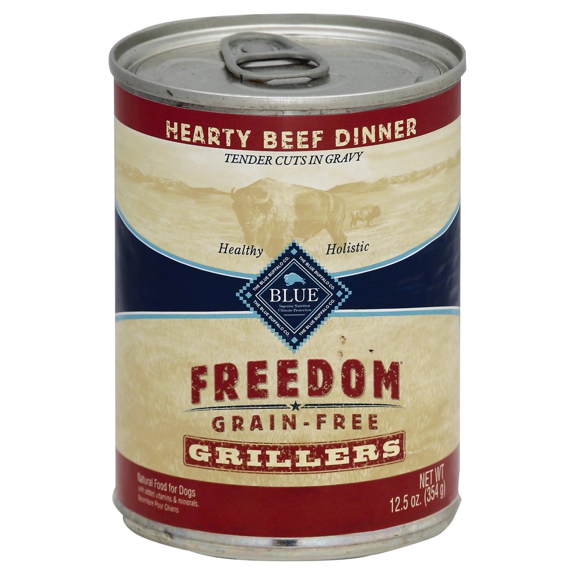 slide 1 of 1, Blue Buffalo Freedom Grain Free Grillers Beef Adult Canned Dog Food, 12.5 oz