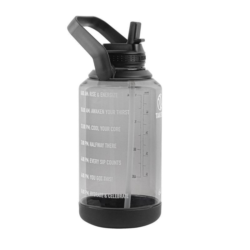 slide 5 of 9, Takeya 64oz Tritan Motivational Water Bottle with Straw Lid - Gray, 1 ct