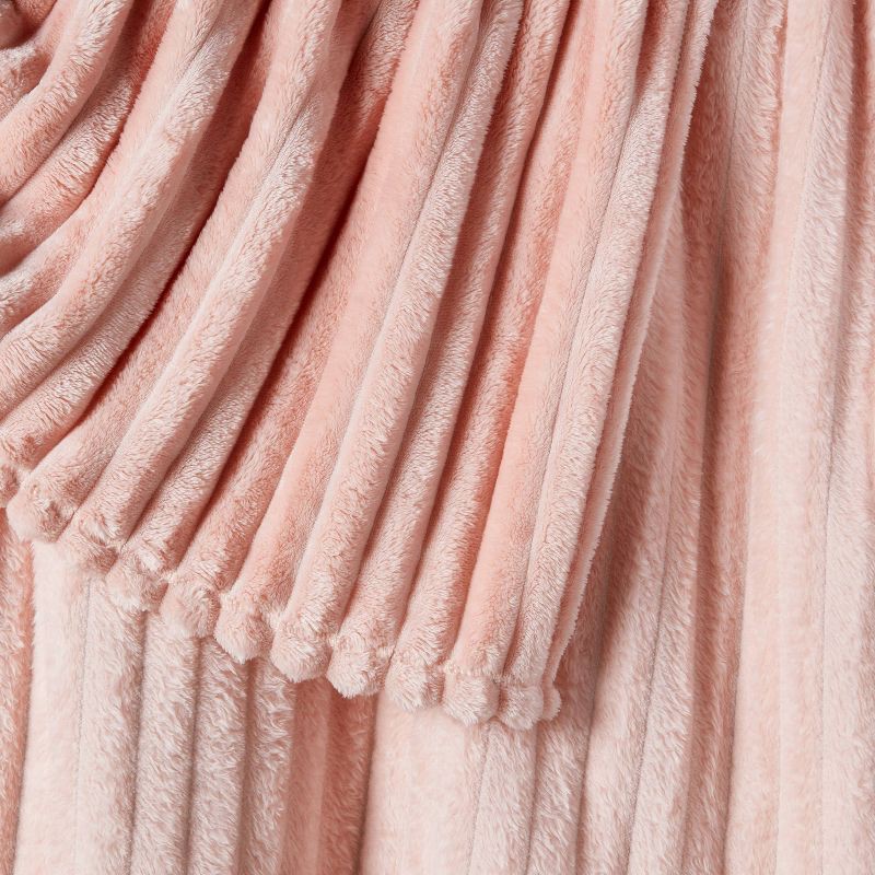 slide 4 of 5, Ribbed Plush Throw Blanket Blush - Room Essentials™: Sensory Friendly, Flannel Texture, Machine Washable, 1 ct