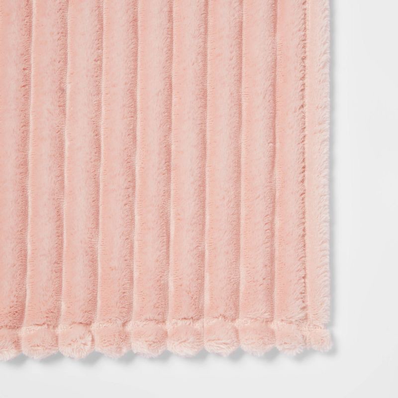 slide 5 of 5, Ribbed Plush Throw Blanket Blush - Room Essentials™: Sensory Friendly, Flannel Texture, Machine Washable, 1 ct
