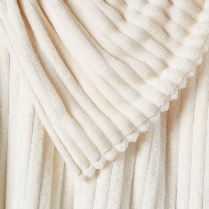 slide 4 of 5, Ribbed Plush Throw Blanket White - Room Essentials™: Cozy, Sensory Friendly, Machine Washable, 50x60", 1 ct