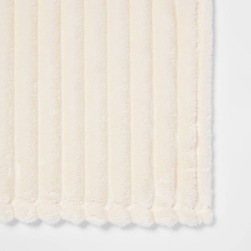 slide 5 of 5, Ribbed Plush Throw Blanket White - Room Essentials™: Cozy, Sensory Friendly, Machine Washable, 50x60", 1 ct