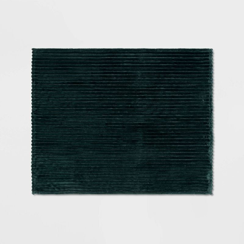 slide 2 of 5, Ribbed Plush Throw Blanket Dark Green - Room Essentials™, 1 ct