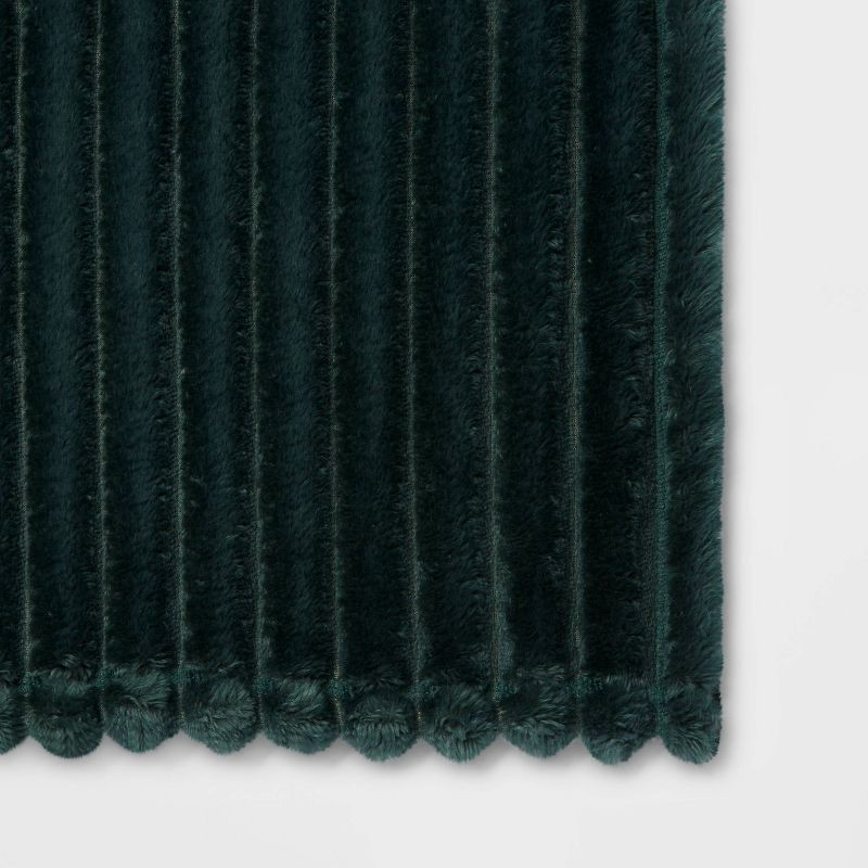 slide 3 of 5, Ribbed Plush Throw Blanket Dark Green - Room Essentials™, 1 ct