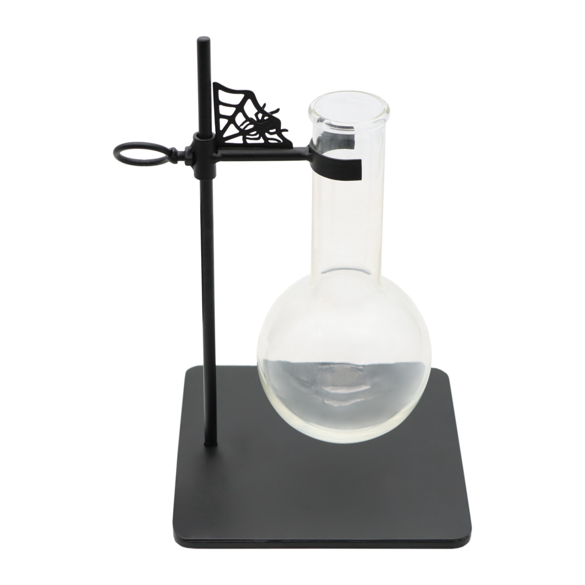 slide 2 of 2, 8.5" Round Glass Flask With Black Stand By Ashland, 6.1 in x 5.4 in x 8.5 in