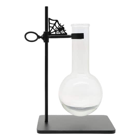 slide 1 of 2, 8.5" Round Glass Flask With Black Stand By Ashland, 6.1 in x 5.4 in x 8.5 in