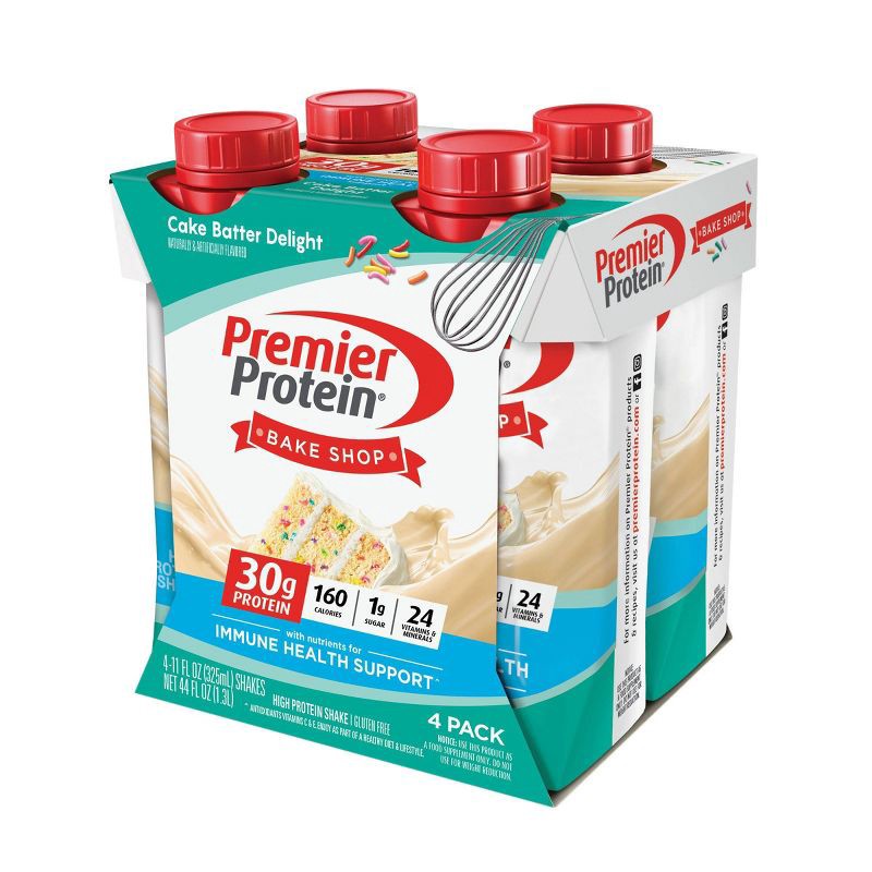 slide 1 of 3, Premier Protein Nutritional Shake - Cake Batter - 11 fl oz/4pk, 4 ct; 11 fl oz