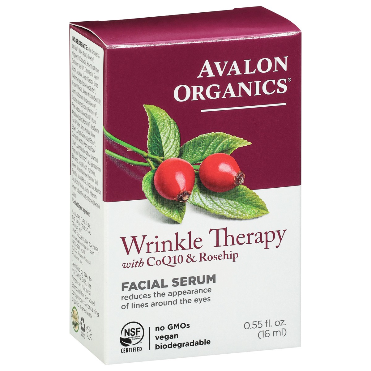 slide 5 of 9, Avalon Organics Wrinkle Therapy with CoQ10 & Rosehip Facial Serum 0.55 fl. oz. Box, 0.55 fl oz