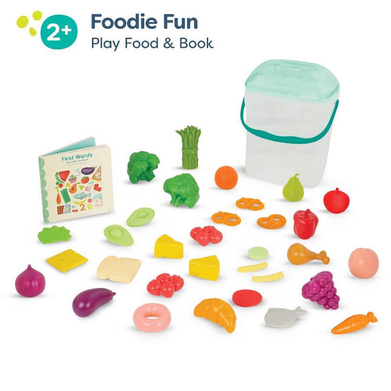 slide 3 of 12, B. toys - Play Food Set with Bucket & Board Book - Foodie Fun, 1 ct