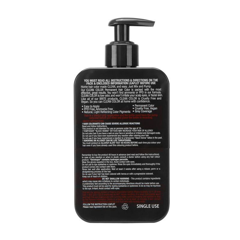 slide 2 of 7, BRITE Clean Permanent Hair Color Kit - Black - 4.05 fl oz, 4.05 fl oz