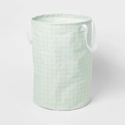 Scrunchable Round Laundry Hamper Green Stitch Grid - Brightroom™