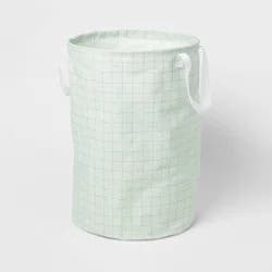 Scrunchable Round Laundry Hamper Green Stitch Grid - Brightroom™