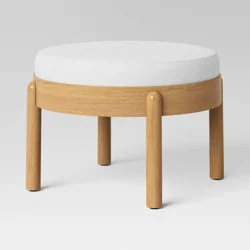 Reedsville Dowel Ottoman with Velvet Fully Assembled Cream - Threshold