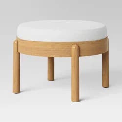Reedsville Dowel Ottoman with Velvet Fully Assembled Cream - Threshold