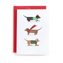 Minted Holiday Dachshund Through the Snow Greeting Card