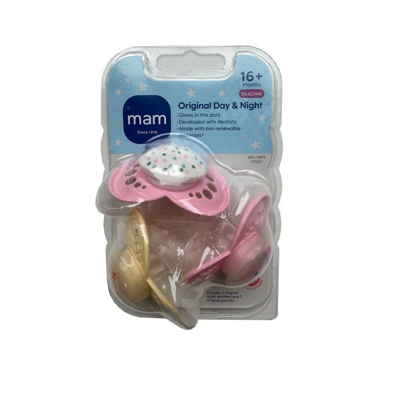 slide 2 of 6, MAM 3pk Day & Night Pacifier 16+ Months - Girl, 3 ct