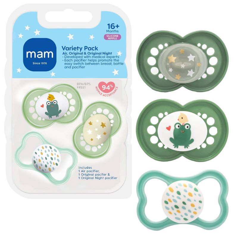 slide 1 of 8, MAM Pacifier Variety Pack 16+m - 3pk - Unisex, 3 ct
