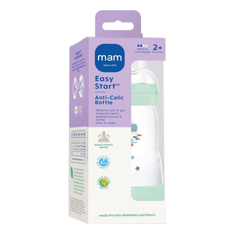 slide 2 of 7, MAM Easy Start Anti-Colic Baby Bottle - Mint - 9oz, 9 oz