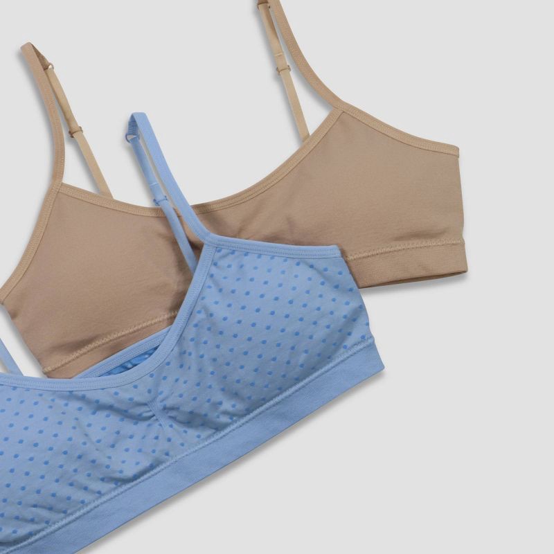 slide 3 of 3, Hanes Girls' 2pk Seamless Bra - Blue/Brown XL, 2 ct