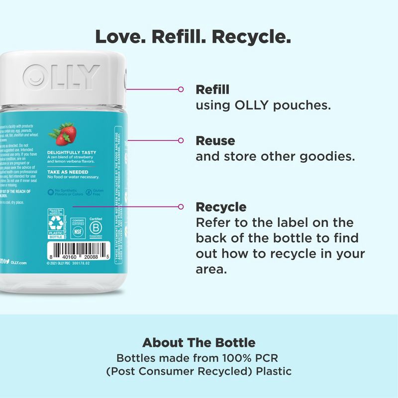 slide 5 of 10, OLLY Goodbye Stress Gummies with GABA, L-Theanine & Lemon Balm - Berry Verbena - 60ct, 60 ct