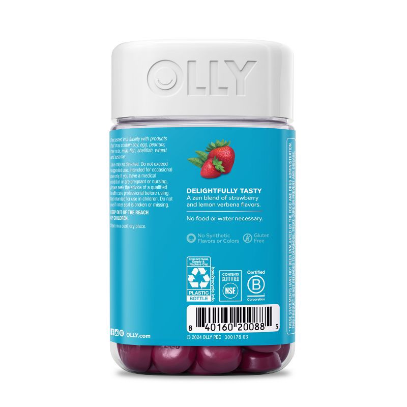 slide 8 of 10, OLLY Goodbye Stress Gummies with GABA, L-Theanine & Lemon Balm - Berry Verbena - 60ct, 60 ct