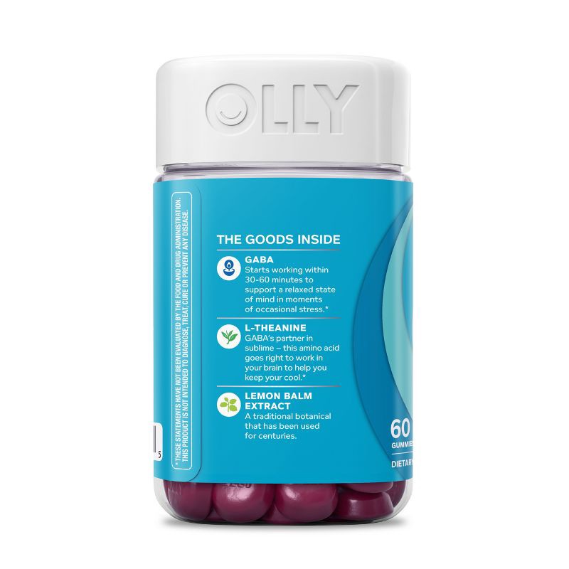 slide 9 of 10, OLLY Goodbye Stress Gummies with GABA, L-Theanine & Lemon Balm - Berry Verbena - 60ct, 60 ct