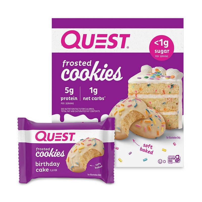 slide 3 of 6, Quest Nutrition 5g Protein Frosted Cookie - Birthday Cake - 8ct, 5 gram, 8 ct