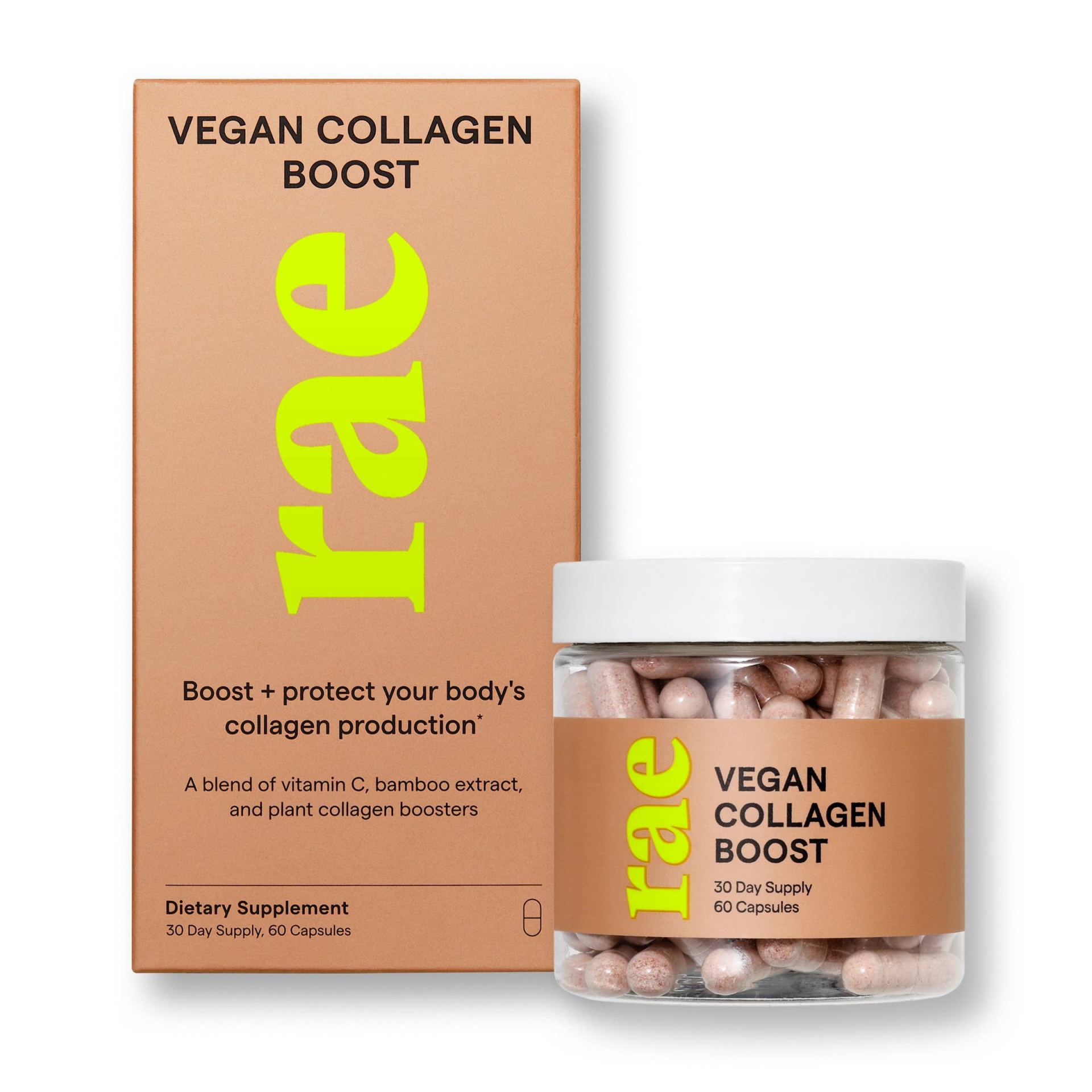 slide 1 of 4, Rae Vegan Collagen Boost Dietary Supplement Capsules for Natural Collagen Production - 60ct, 60 ct