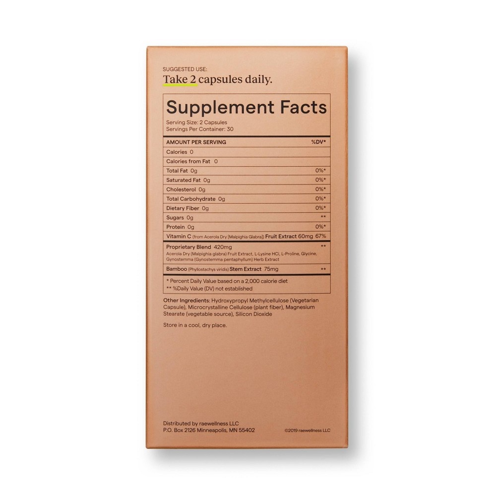 slide 4 of 4, Rae Vegan Collagen Boost Dietary Supplement Capsules for Natural Collagen Production - 60ct, 60 ct