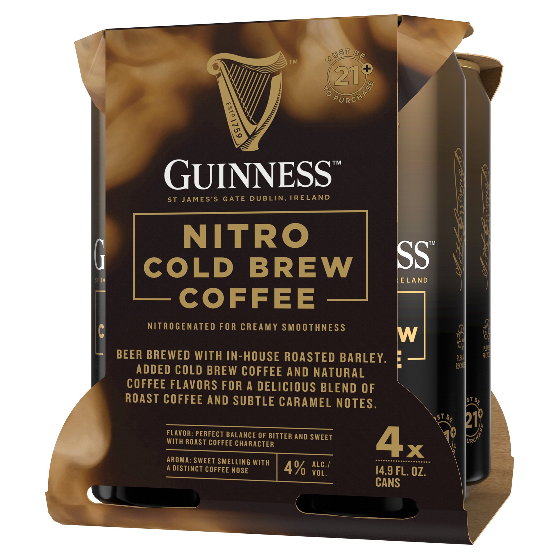 slide 8 of 10, Guinness 4 Pack Cold Brew Nitro Coffee Beer 4 ea, 4 ct