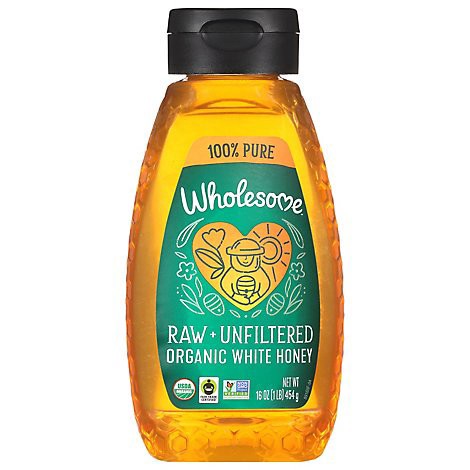 slide 1 of 1, Wholesome Sweeteners Honey Wht Raw Unfltrd Sqz - 16 Oz, 16 oz