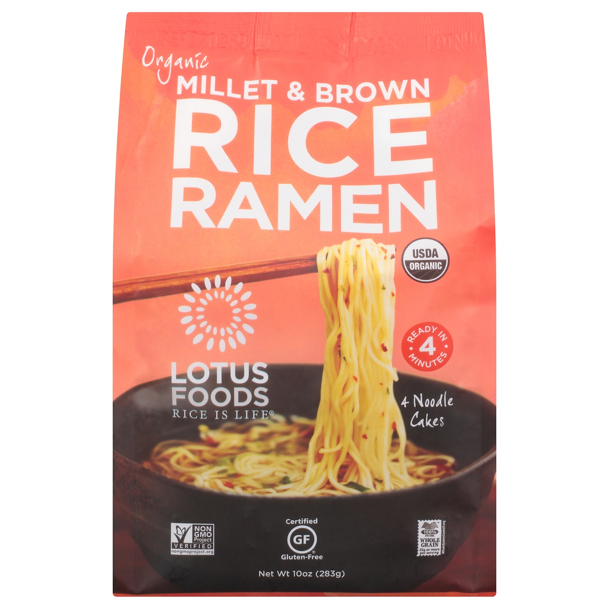 slide 1 of 1, Lotus Foods Millet & Brown Rice Ramen, 10 oz