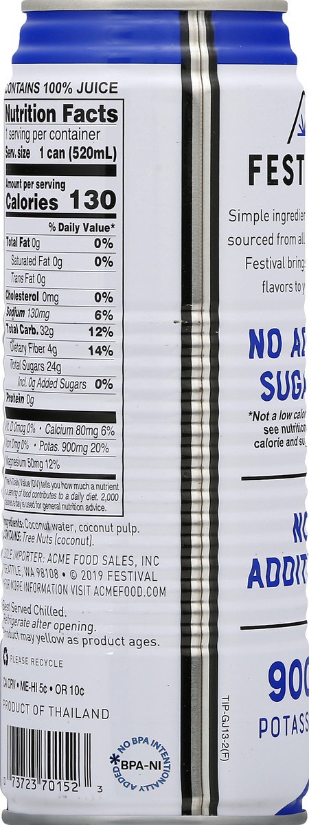 slide 3 of 9, Festival Coconut Water Pure With Pulp - 17.5 fl oz, 17.5 fl oz