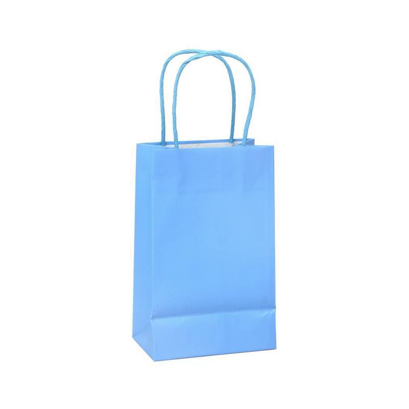 slide 3 of 3, Jr. Tote Bag Solid Blue - Spritz™: Small Size, Matte Laminated Paper, Strong Twisted Handles, Multicolor, All Occasions, 1 ct