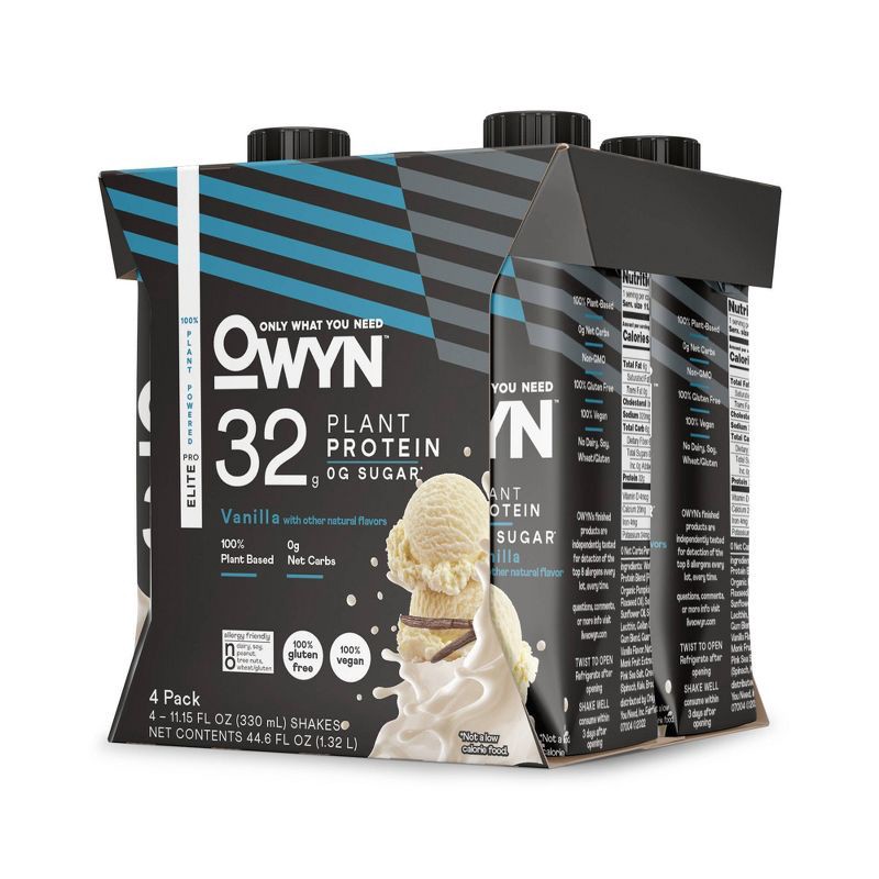 slide 3 of 4, OWYN Pro Elite 32g Dairy Free Protein Shake Vanilla Non-Caffeinated - 4ct, 32 gram, 4 ct